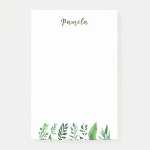 Notas Post-it® Verdor floral de nombre propio minimalista