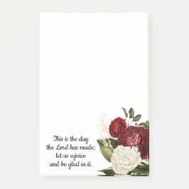 Notas Post-it® Versículo bíblico cristiano floral vintage rojo bl