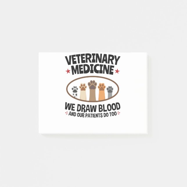 Notas Post-it® Vet Tech Veterinaria Funny Dibuja Cita De Sangre (Anverso)