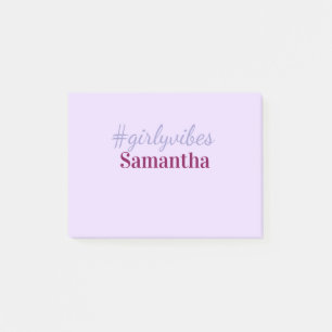 Notas Post-it® vibraciones femeninas hashtag rosa lila claro vibr