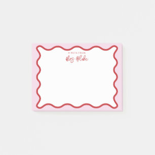 Notas Post-it® Vibrante colorido rojo rosa Wavy Zigzag Border