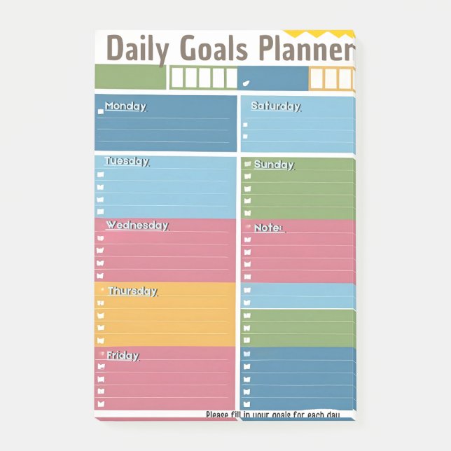 Notas Post-it® Vibrante Daily Goal Planner Post señala (Anverso)