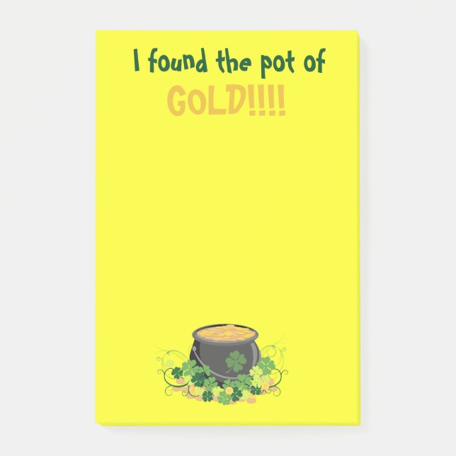 Notas Post-it® Vibrante Yellow St. Patrick's Pot of Gold (Anverso)