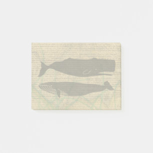 Notas Post-it® Vida marina náutica de ballena antigua
