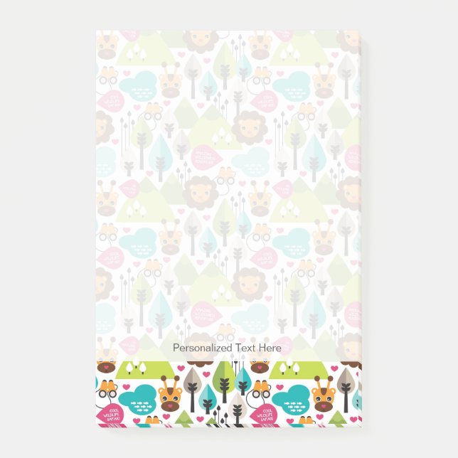 Notas Post-it® vida silvestre del safari infantil retro (Anverso)