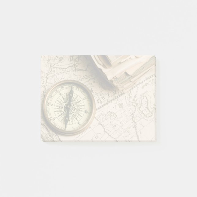 Notas Post-it® Viejo compás sobre mapa antiguo (Anverso)