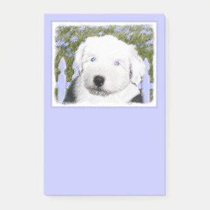 Notas Post-it® Viejo perro pastor inglés con pintura de cachorro