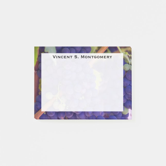 Notas Post-it® Vinos de uva morada azul monogramo (Anverso)