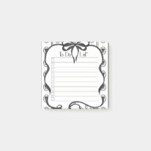 Vintage Black Bow Checklist Sticky Note Pad