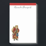 Notas Post-it® Vintage Christmas Old World Santa Claus<br><div class="desc">Sticky nota con un viejo Navidad del Viejo Mundo, Papá Noel. El clásico santa del viejo mundo, con su famoso abrigo rojo y llevando una bolsa llena de juguetes. Este Santa de la vieja usanza es delgado y tiene un bastón para caminar por la tierra regalando juguetes a todos los...</div>