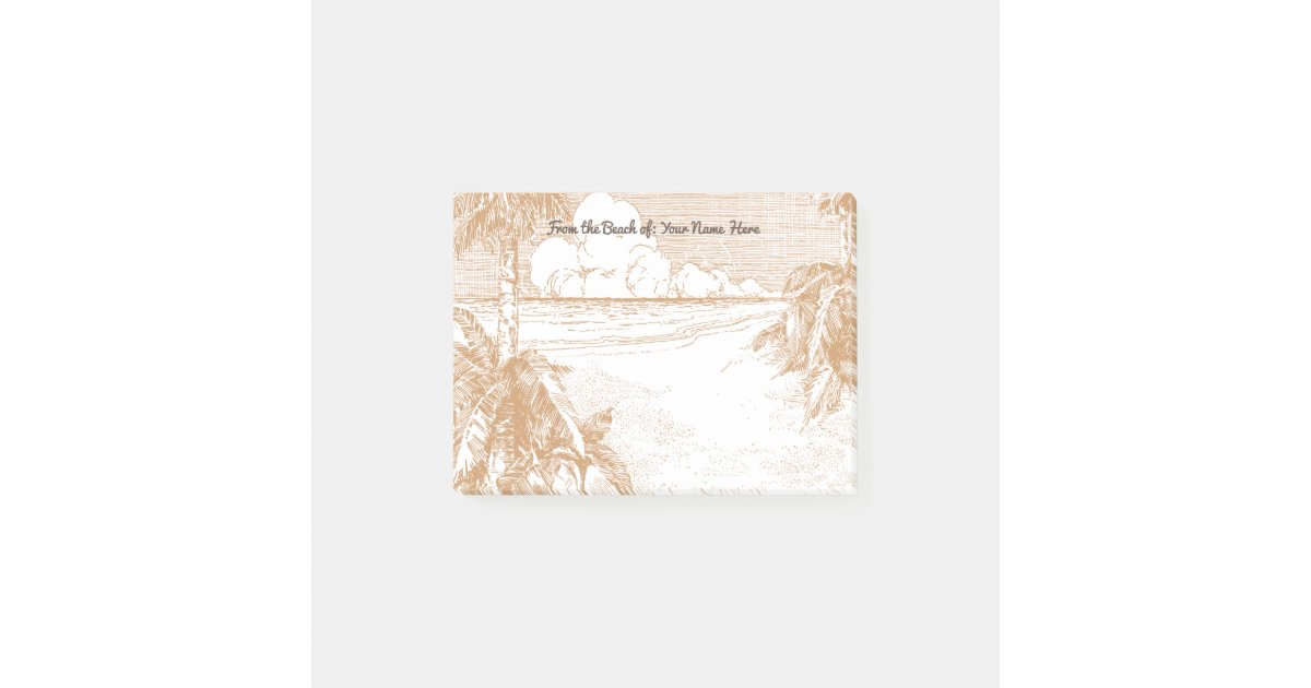 Notas Postit® Vintage Palm Tree Beach Etching Personalizado Zazzle.es