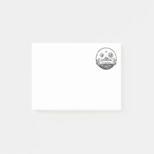 Notas Post-it® Vintage Sun Moon Stars Ocean Planet Earth Drawing