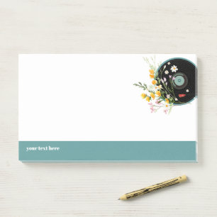 Notas Post-it® Vinyl Record, floral, ruso de los viejos, música f