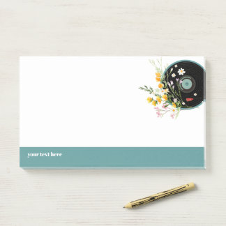 Notas Post-it® Vinyl Record, floral, ruso de los viejos, música f