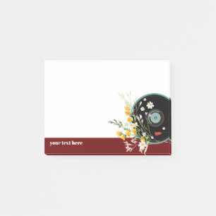 Notas Post-it® Vinyl Record, floral, ruso de los viejos, música f
