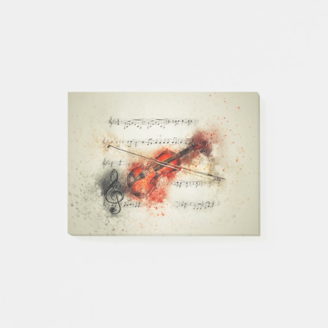 Notas Post-it® Violín acuarela (Anverso)