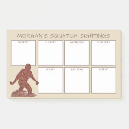 Notas Post-it® Vistas divertidas que caminan de Bigfoot Sasquatch