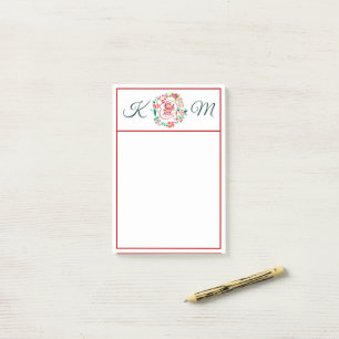 Notas Post-it® Vive ríe ama floral Monograma