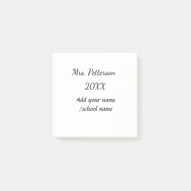 Notas Post-it® Volver a la escuela agregar el nombre del profesor (Anverso)