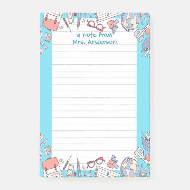 Notas Post-it® Volver a la escuela azul (Anverso)