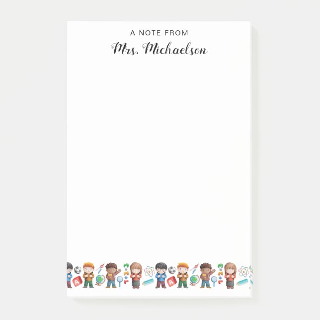 Notas Post-it® Volviendo al globo de profesores escolares (Anverso)