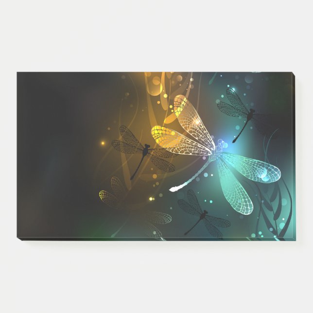 Notas Post-it® Vuelo de libélula luminosa verde (Anverso)