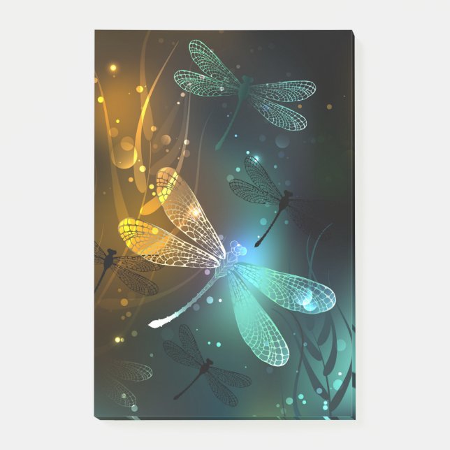 Notas Post-it® Vuelo de libélula luminosa verde (Anverso)