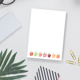 Notas Post-it® Watercolor Apple Initial Monogram Teacher Notes