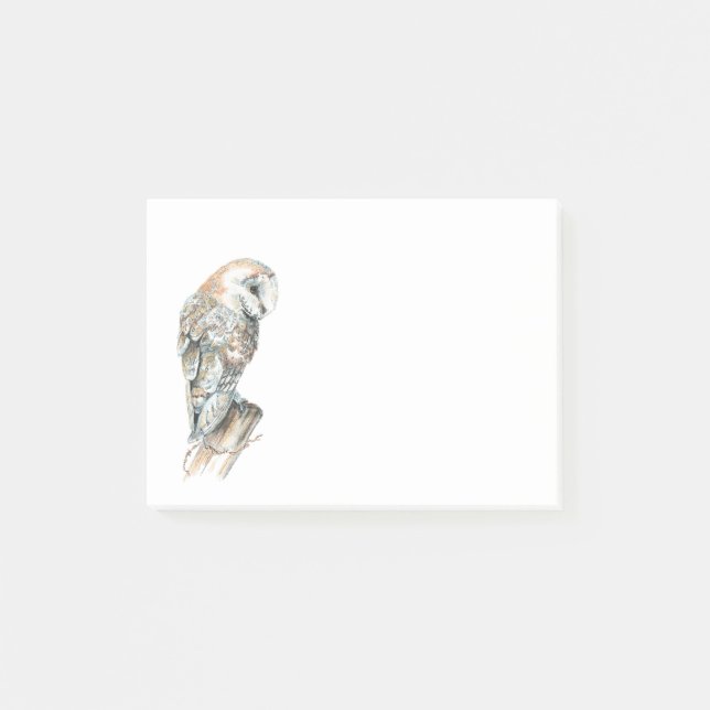 Notas Post-it® Watercolor Barn Owen Bird Naturaleza Art (Anverso)