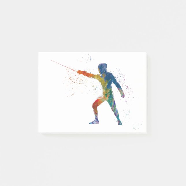 Notas Post-it® watercolor fencing (Anverso)