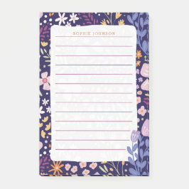 Notas Post-it® Watercolor Floral Pattern Flowers Purple Girly