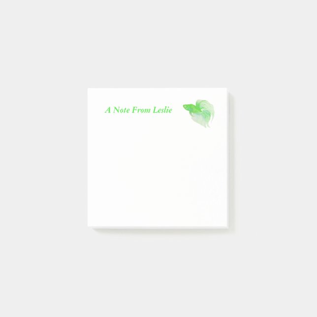 Notas Post-it® Watercolor Green Betta Fish (Anverso)