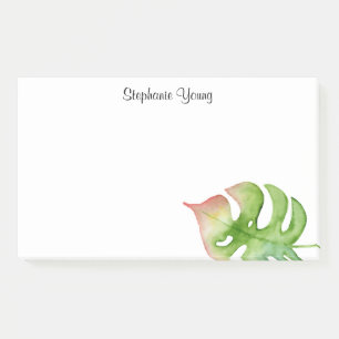 Notas Post-it® Watercolor Hoja tropical Añadir nombre Publicar No