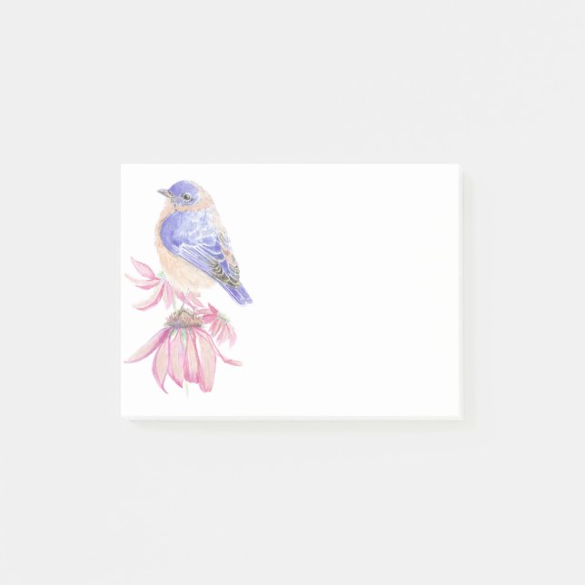 Notas Post-it® WatercolorEastern Bluebird Blue Bird Art (Anverso)