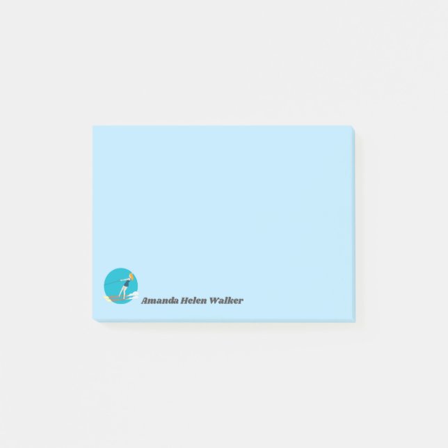 Notas Post-it® Waterski de estilo vintage (Anverso)