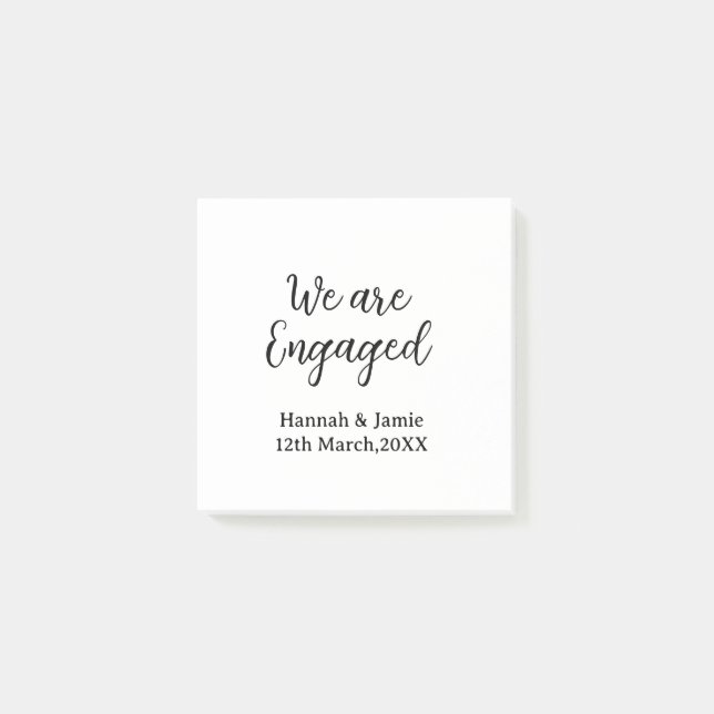 Notas Post-it® We are Engaged couple name date calligraphystylish (Anverso)