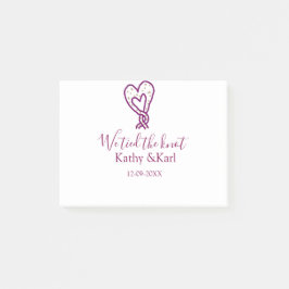 Notas Post-it® We tied the knot pink heart knots name date romant