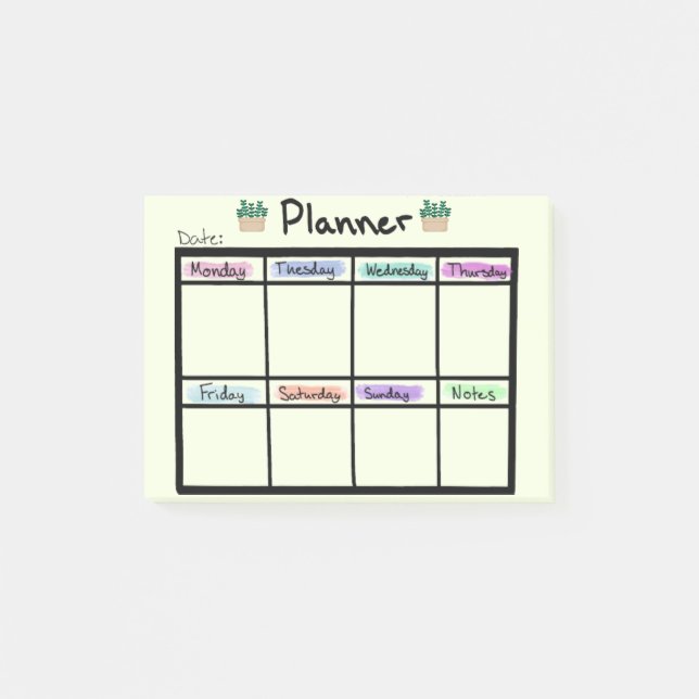 Notas Post-it® Weekly Planner Post it Notes (Anverso)