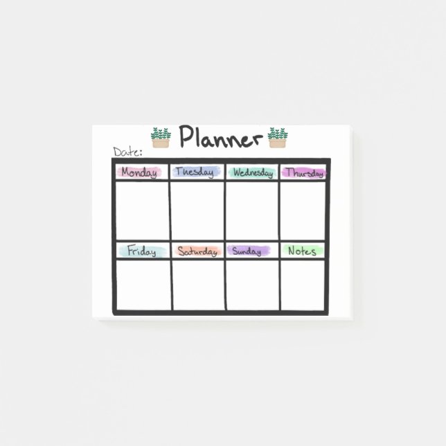 Notas Post-it® Weekly Planner Post it Notes (Anverso)