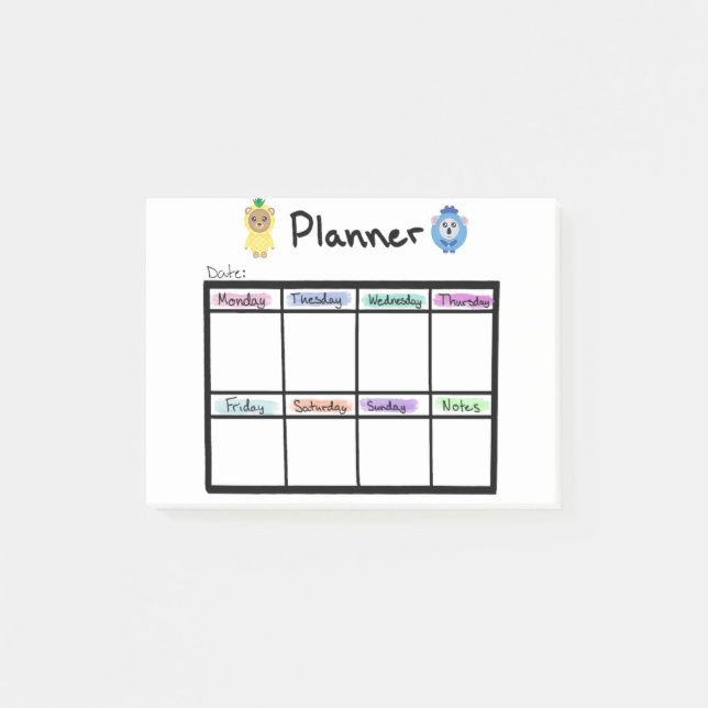 Notas Post-it® Weekly Planner Post it Notes (Anverso)