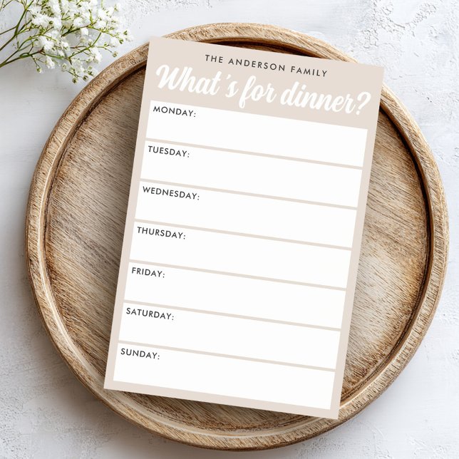 Notas Post-it® What 's for dinner light brown weekly planner (What 's for dinner light brown weekly planner post-it notes)