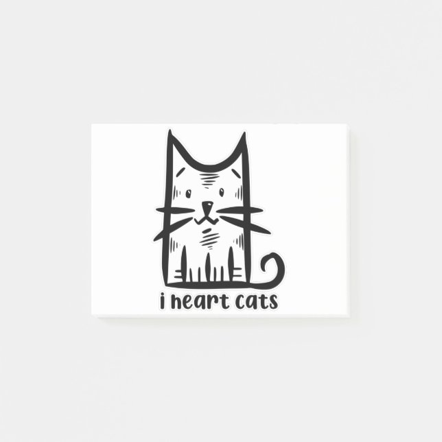 Notas Post-it® Whiskers Cat, I heart cats (Anverso)