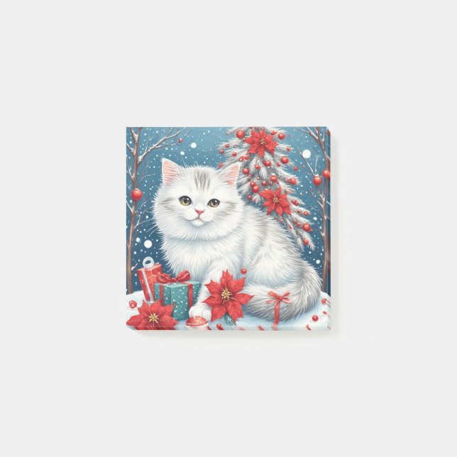 Notas Post-it® White Holiday Cat  (Anverso)