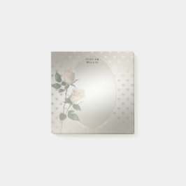 Notas Post-it® White Roses Gold Hearts Post