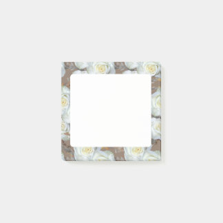 Notas Post-it® White Roses Romantic Rustic Pattern