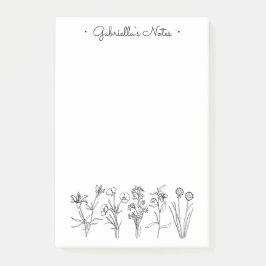 Notas Post-it® Wildflower Botanical Pretty Floral Garden Name