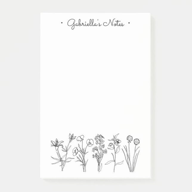 Notas Post-it® Wildflower Botanical Pretty Floral Garden Name (Anverso)