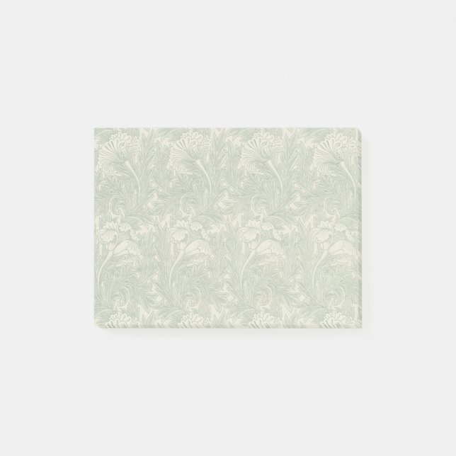 Notas Post-it® William Morris Verde Salvia Estampado de Tulipán:  (Anverso)