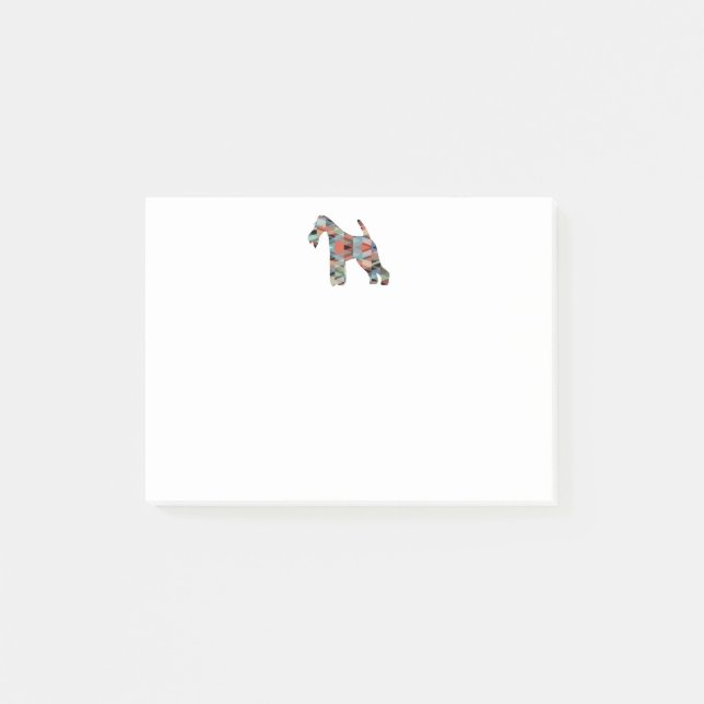 Notas Post-it® Wire Fox Terrier Perro Raza Geo Silhouette Plaid (Anverso)