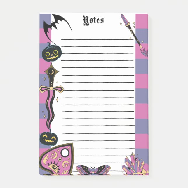 Notas Post-it® Witchy Gothic Spooky Notepad Halloween Memo Pad (Anverso)